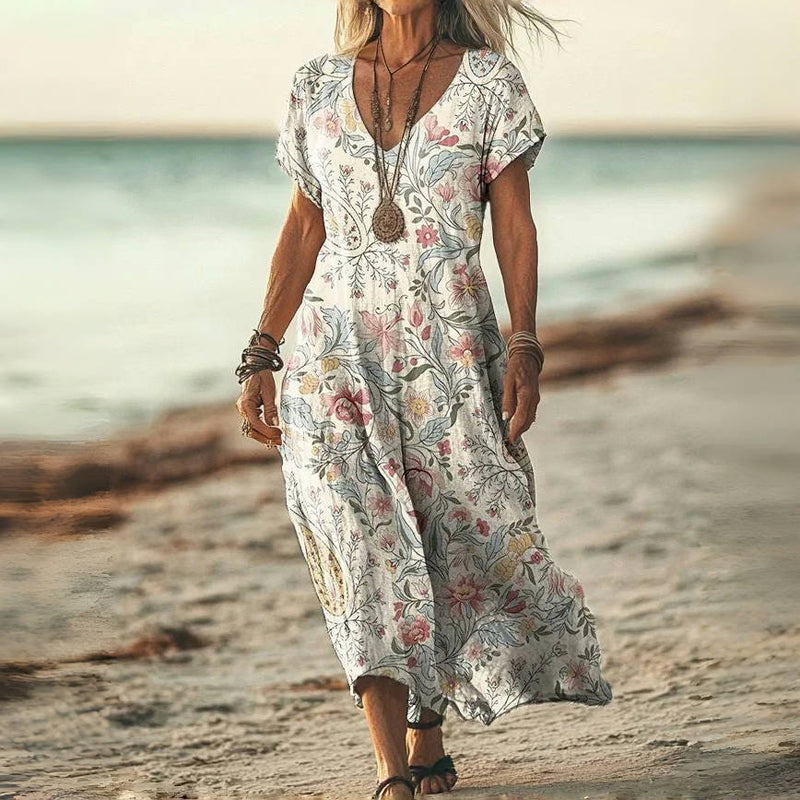 Benita – Sukienka w Kwiatowy Wzór Vintage
