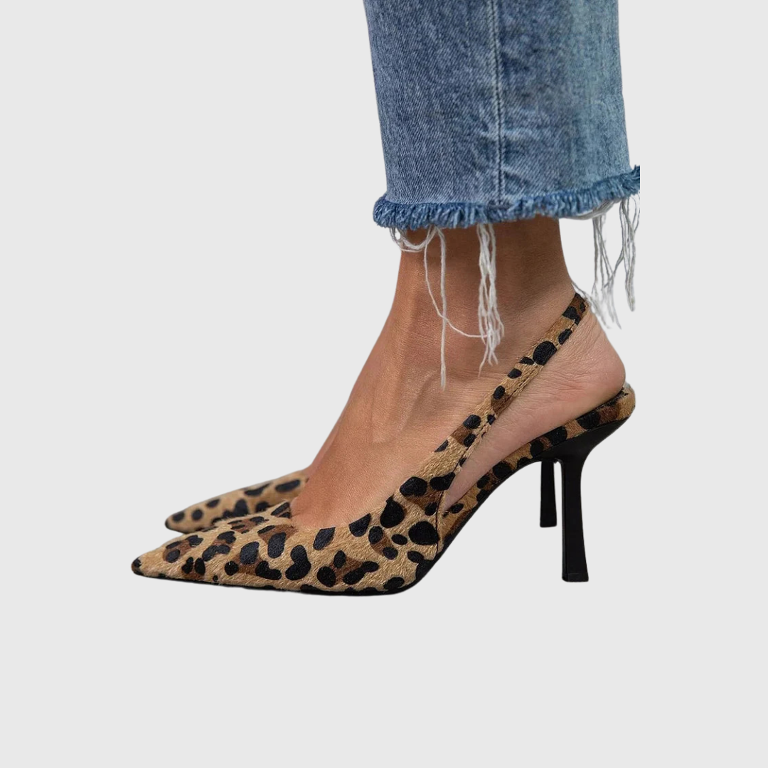 Tulia – Szpilki khaki w panterkę