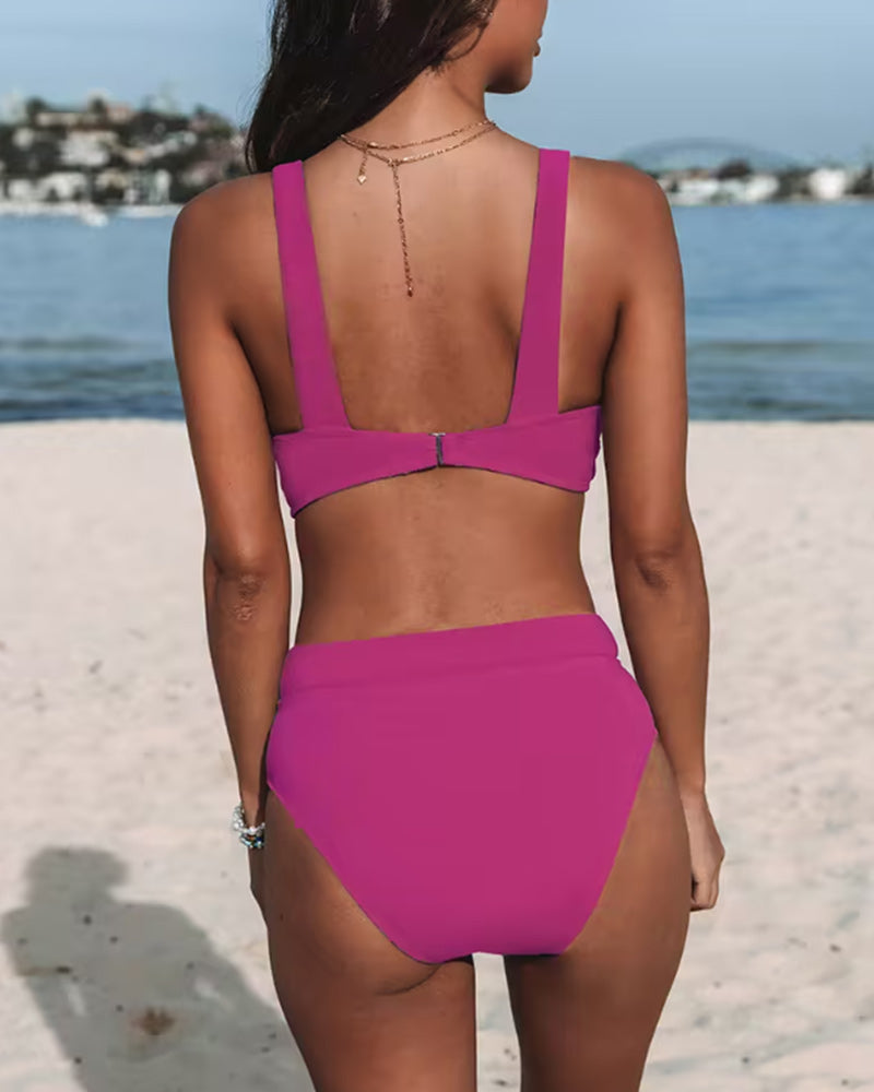 Romana - Bikini z wysokim stanem i jednolitym kolorem