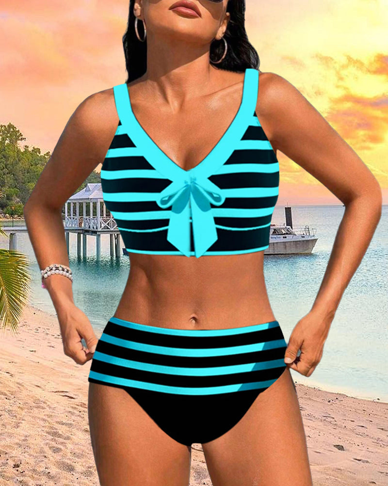 Roksana - Pasiaste bikini z wysokim stanem