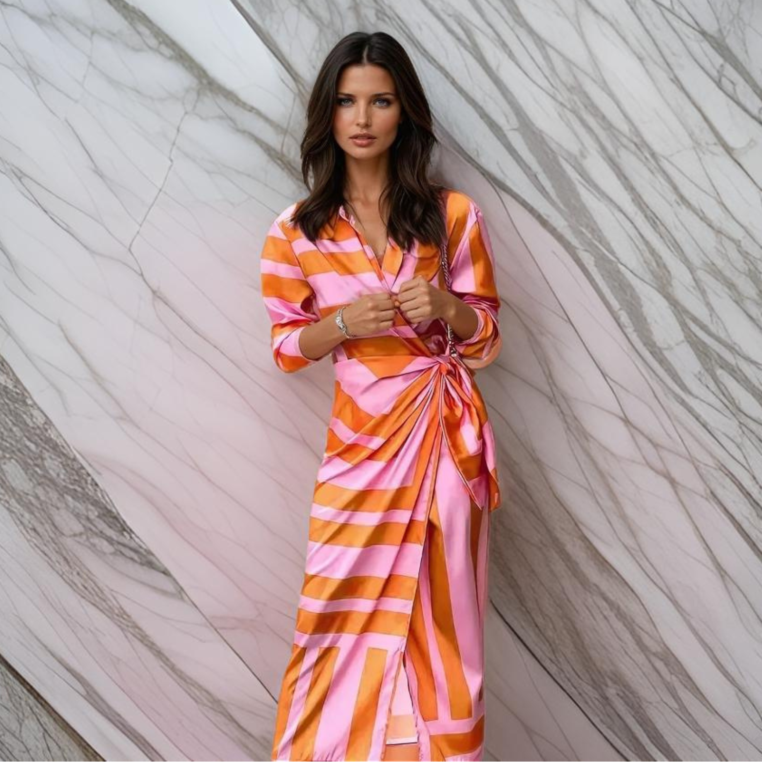 Miral – Elegancka Sukienka Wrap z Wzorem