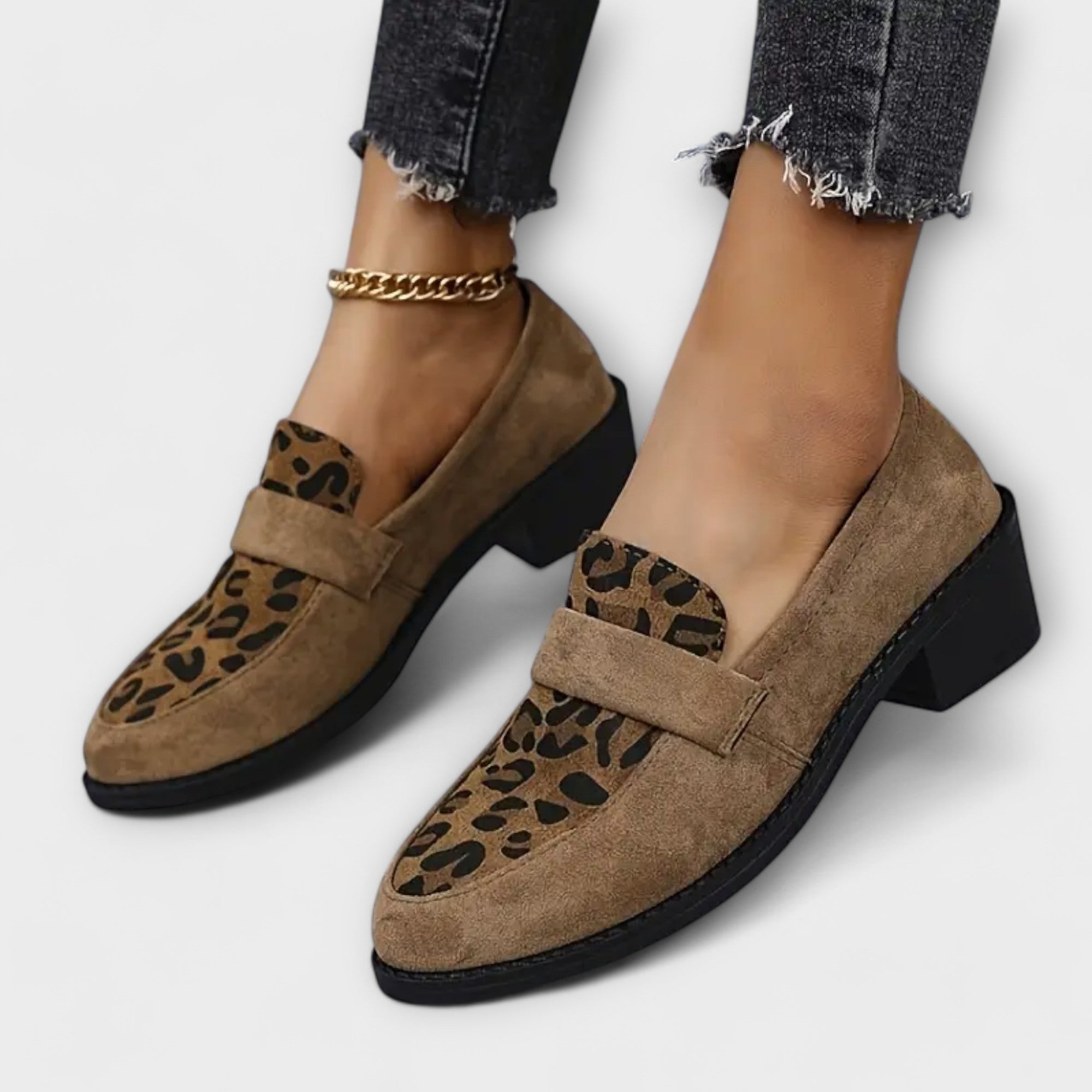 Joanna - Eleganckie buty damskie z nadrukiem w panterkę
