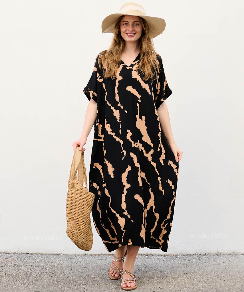 Sela - Sukienka typu kaftan z kieszeniami do noszenia na co dzień