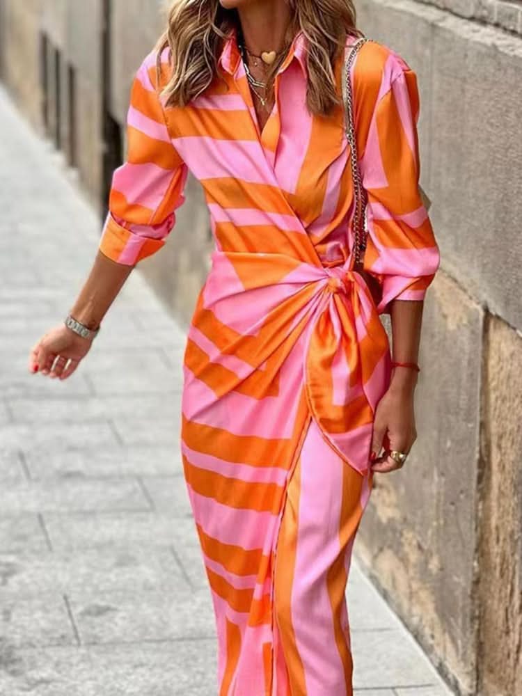 Miral – Elegancka Sukienka Wrap z Wzorem
