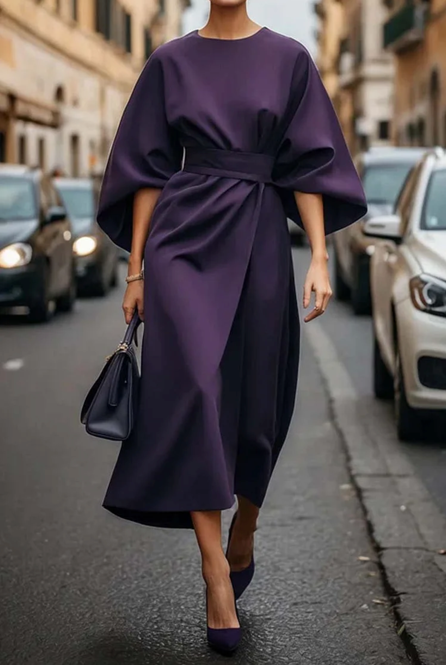 Louise – Elegancka Sukienka z Lanternowymi Rękawami