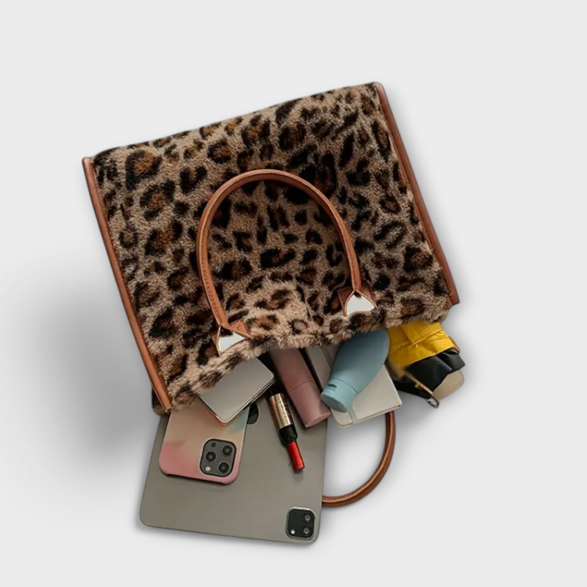 Zolvara - Elegancka Pluszowa Torebka w Panterkę