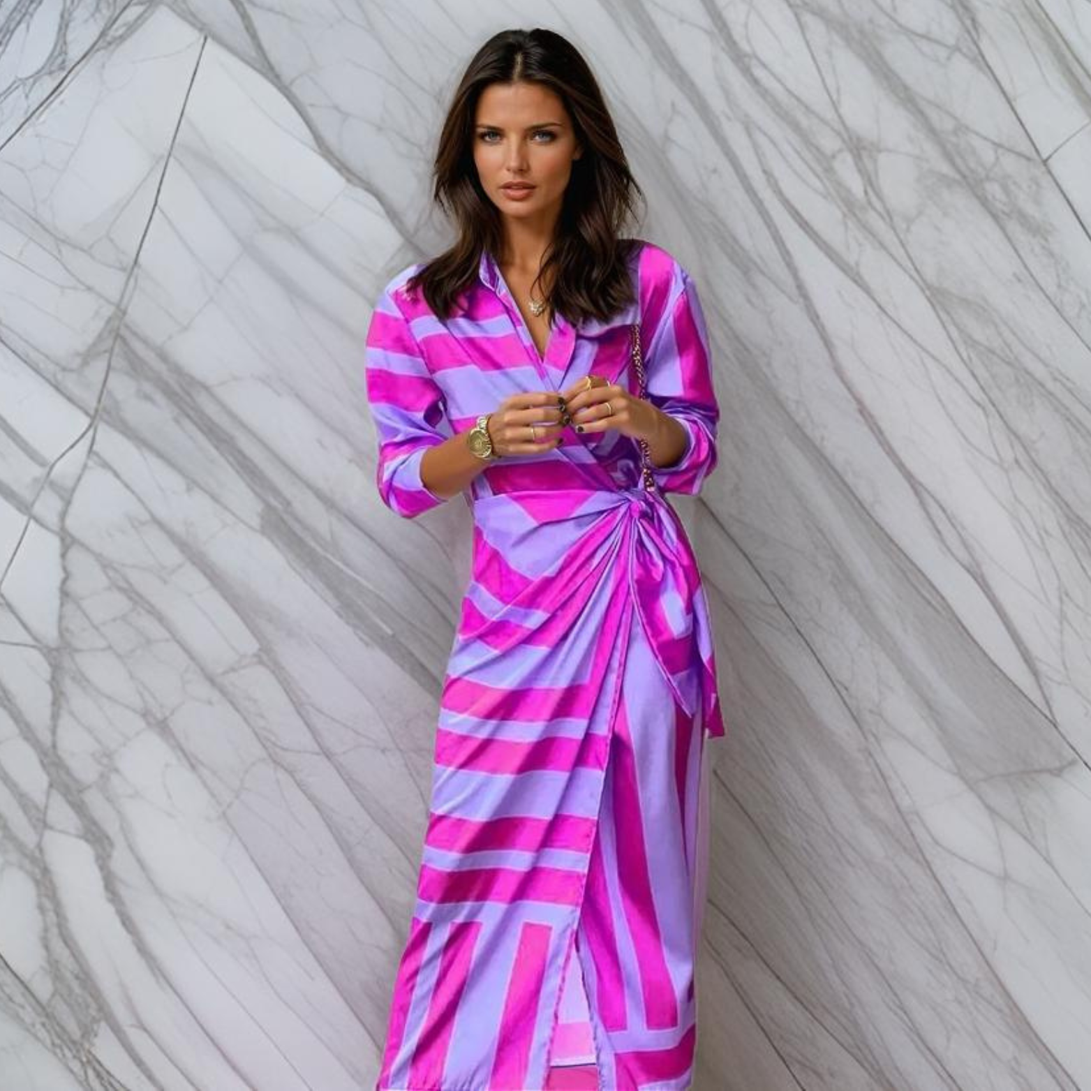 Miral – Elegancka Sukienka Wrap z Wzorem