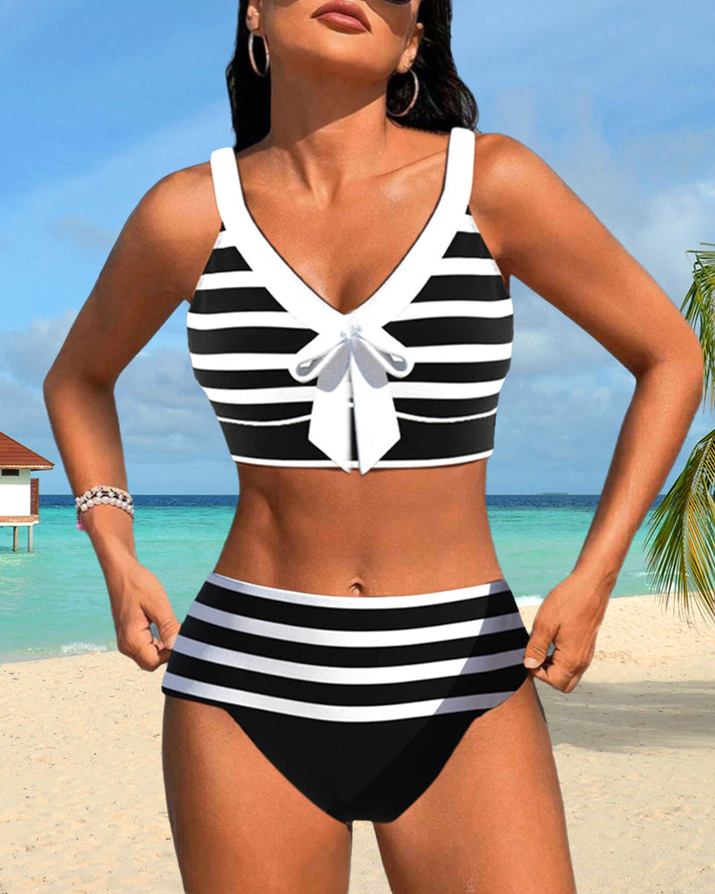 Roksana - Pasiaste bikini z wysokim stanem