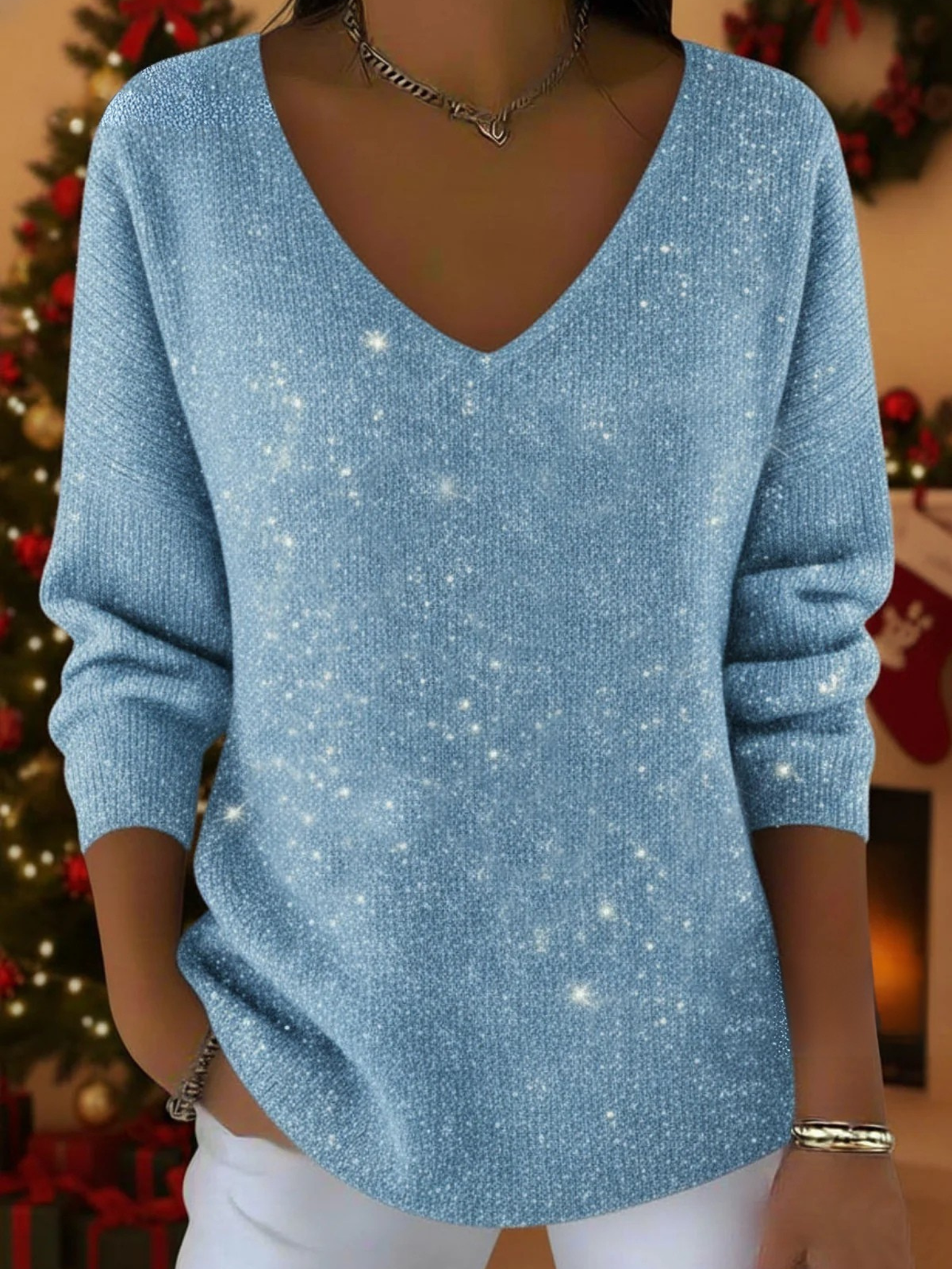 Lorienne – Świąteczny sweter z dekoltem