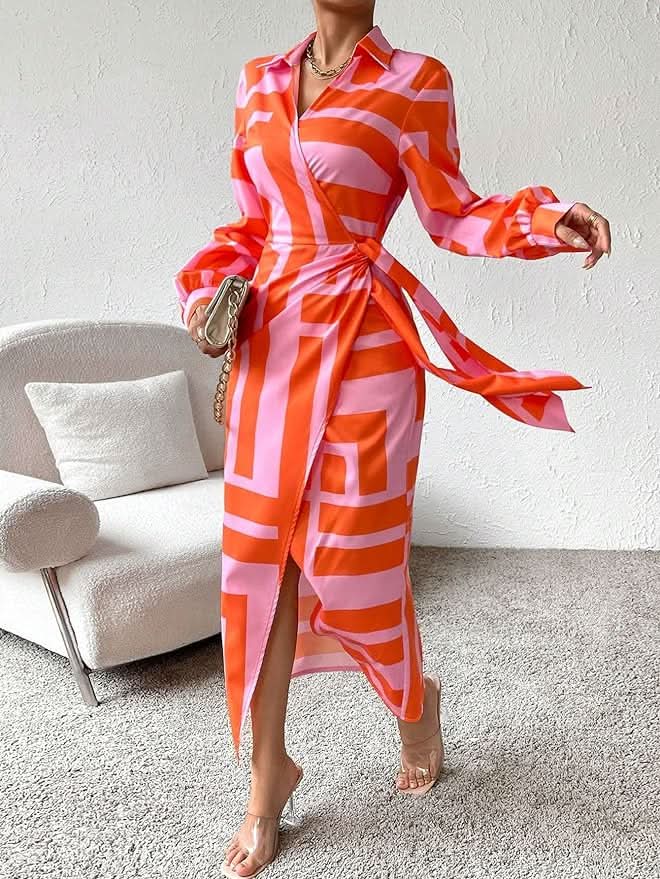 Miral – Elegancka Sukienka Wrap z Wzorem