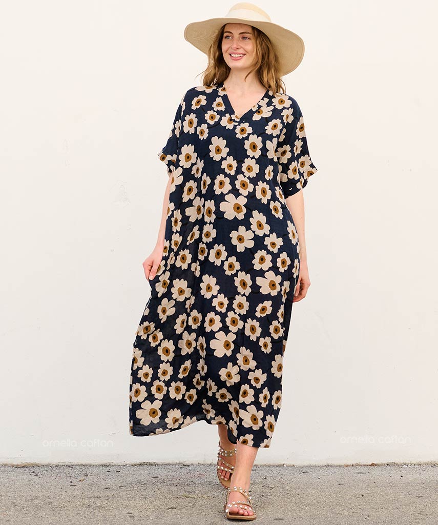 Kira - Sukienka typu kaftan z kieszeniami do noszenia na co dzień