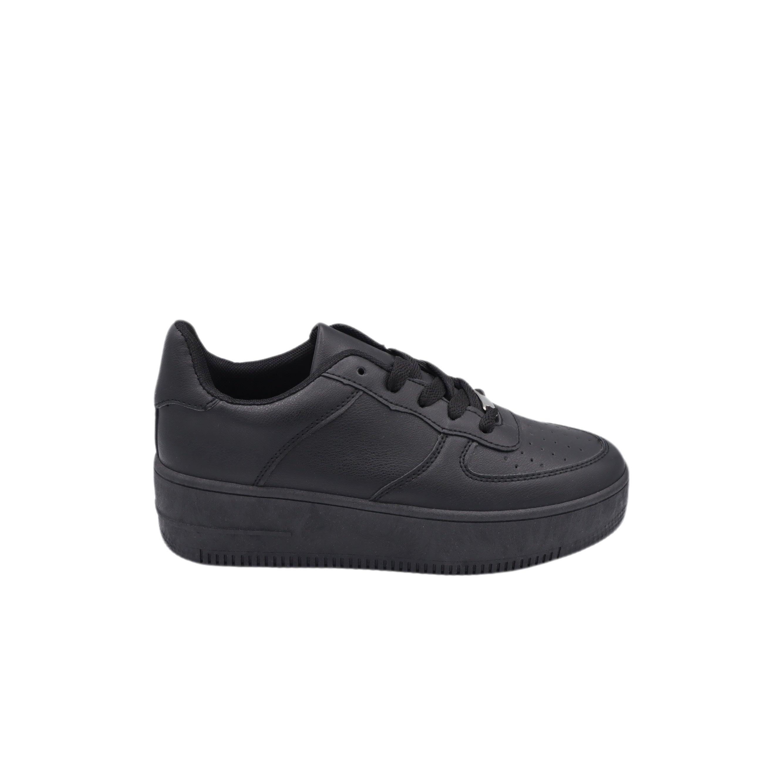Czarne Sneakersy Platformowe