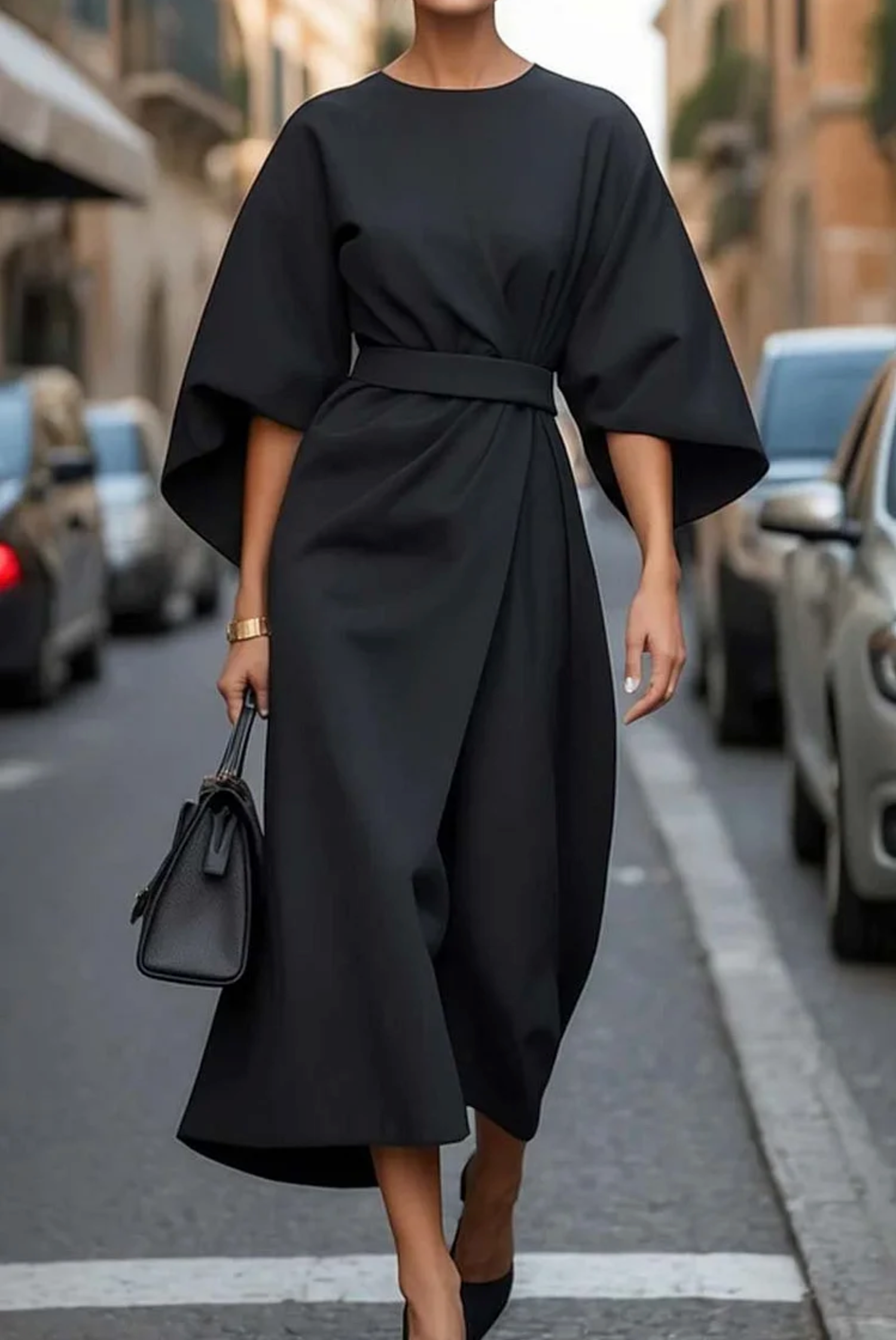 Louise – Elegancka Sukienka z Lanternowymi Rękawami