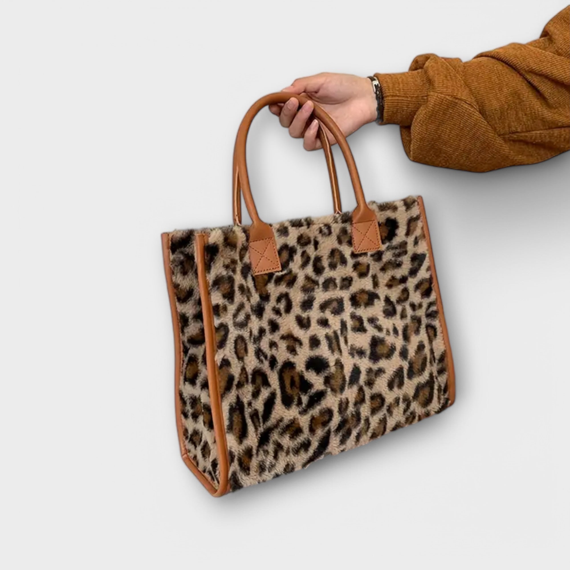 Zolvara - Elegancka Pluszowa Torebka w Panterkę