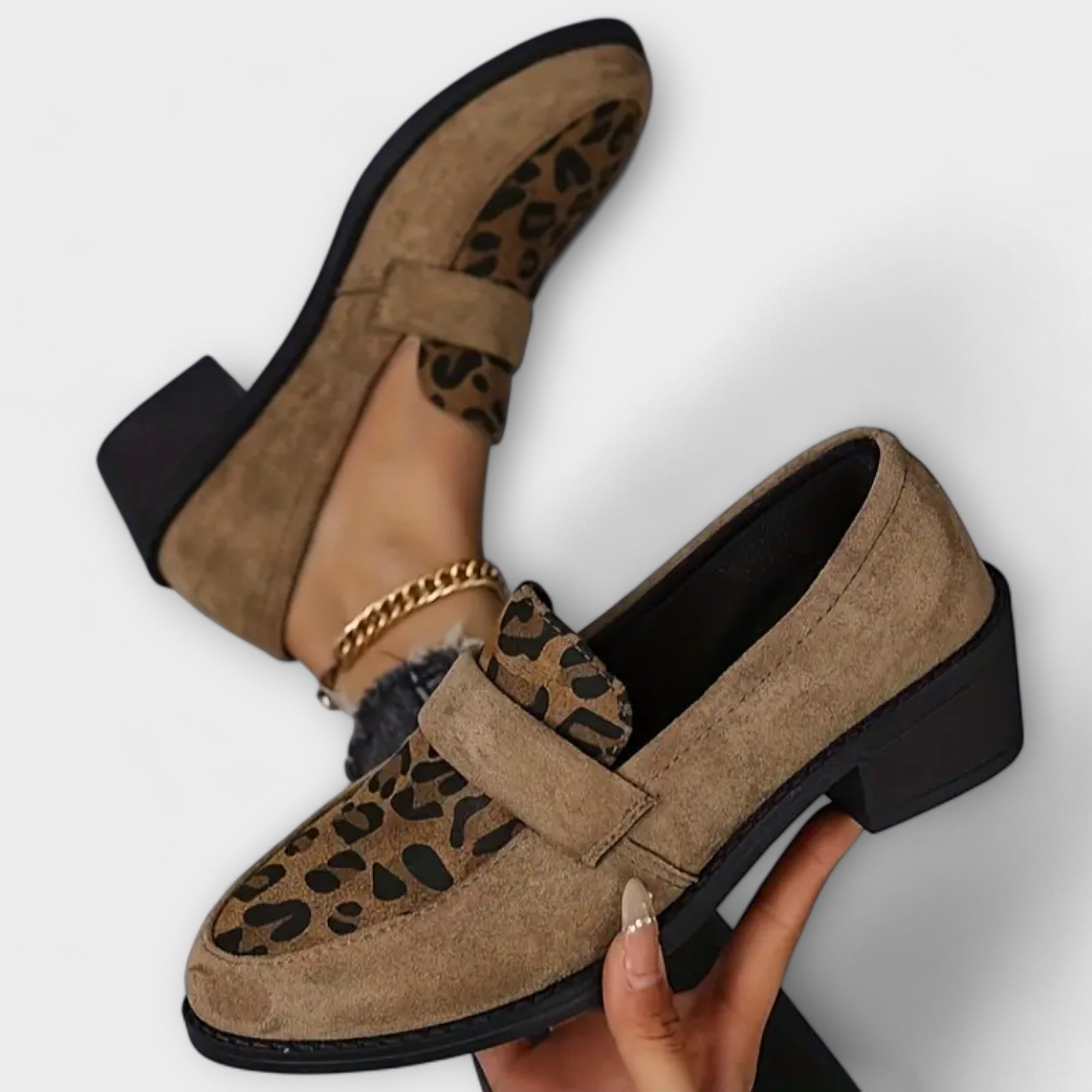 Joanna - Eleganckie buty damskie z nadrukiem w panterkę