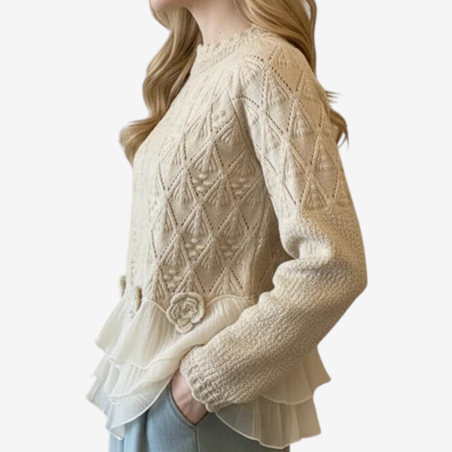 Melivara – Teksturowany sweter z detalami