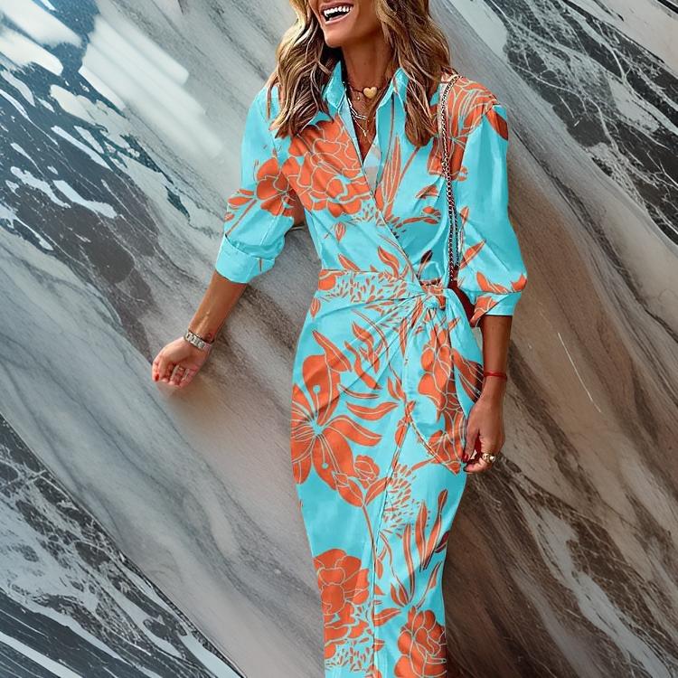 Miral – Elegancka Sukienka Wrap z Wzorem